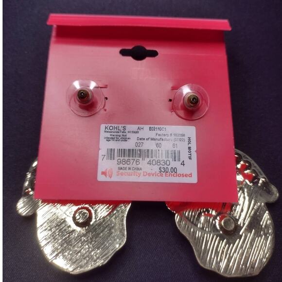 Celebrate Together Enamel Santa Clause Rhinestone‎ Christmas Holiday Earrings - Picture 2 of 4